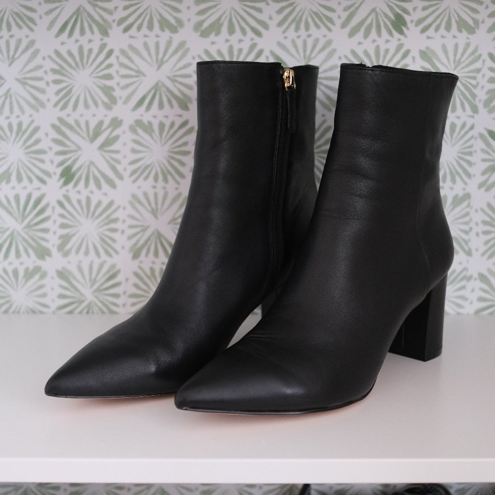 J Crew Pointed Toe Sadie Boot in Black Leather